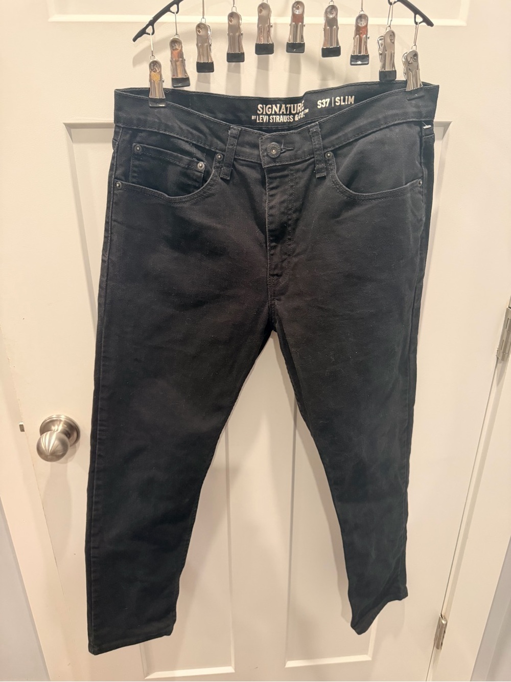 Signature Levi Strauss S37 Slim Black Jeans Mens Measured 33.5x27.5